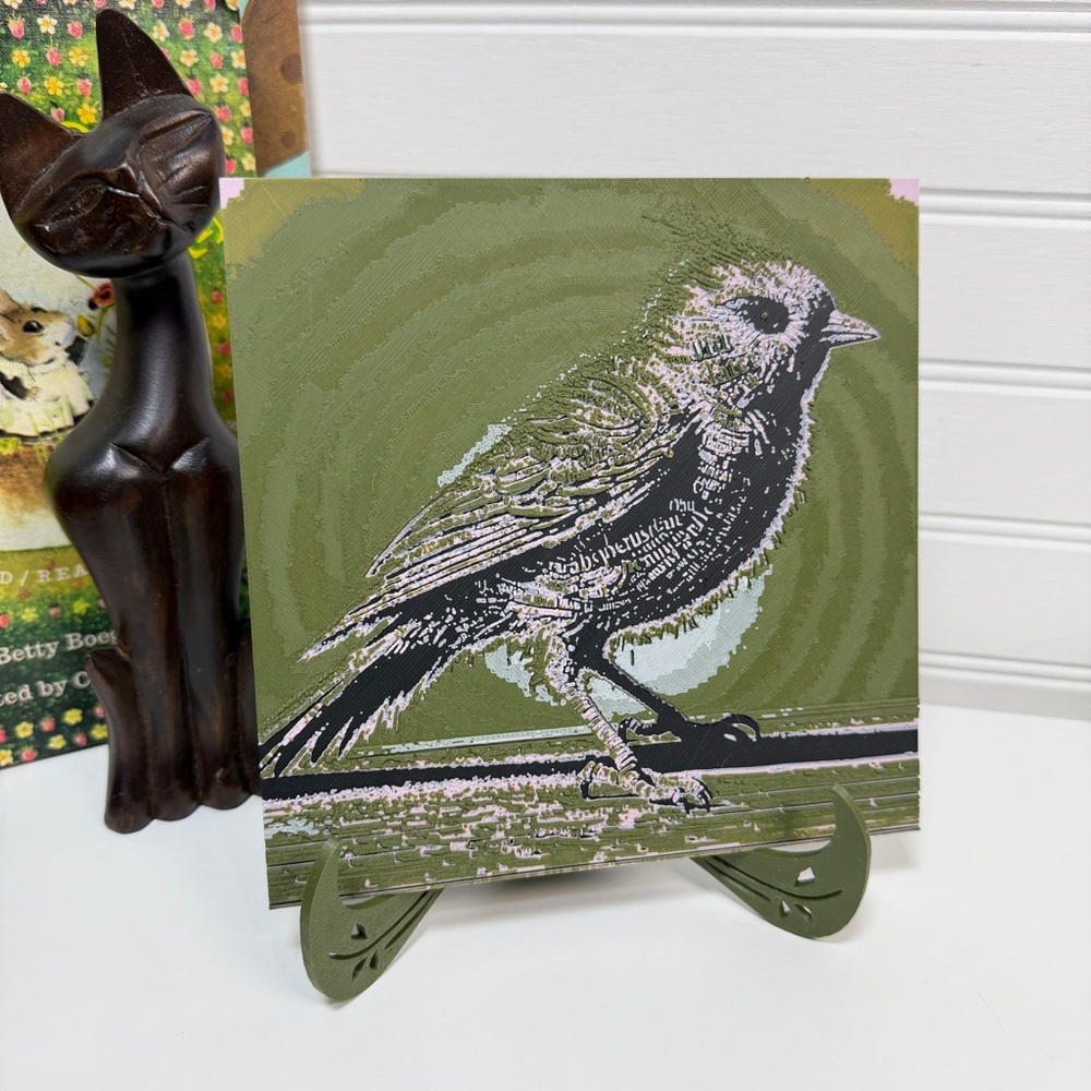 Uniquely Colored Bird Wall Art, Textured Art, Hueforge Art